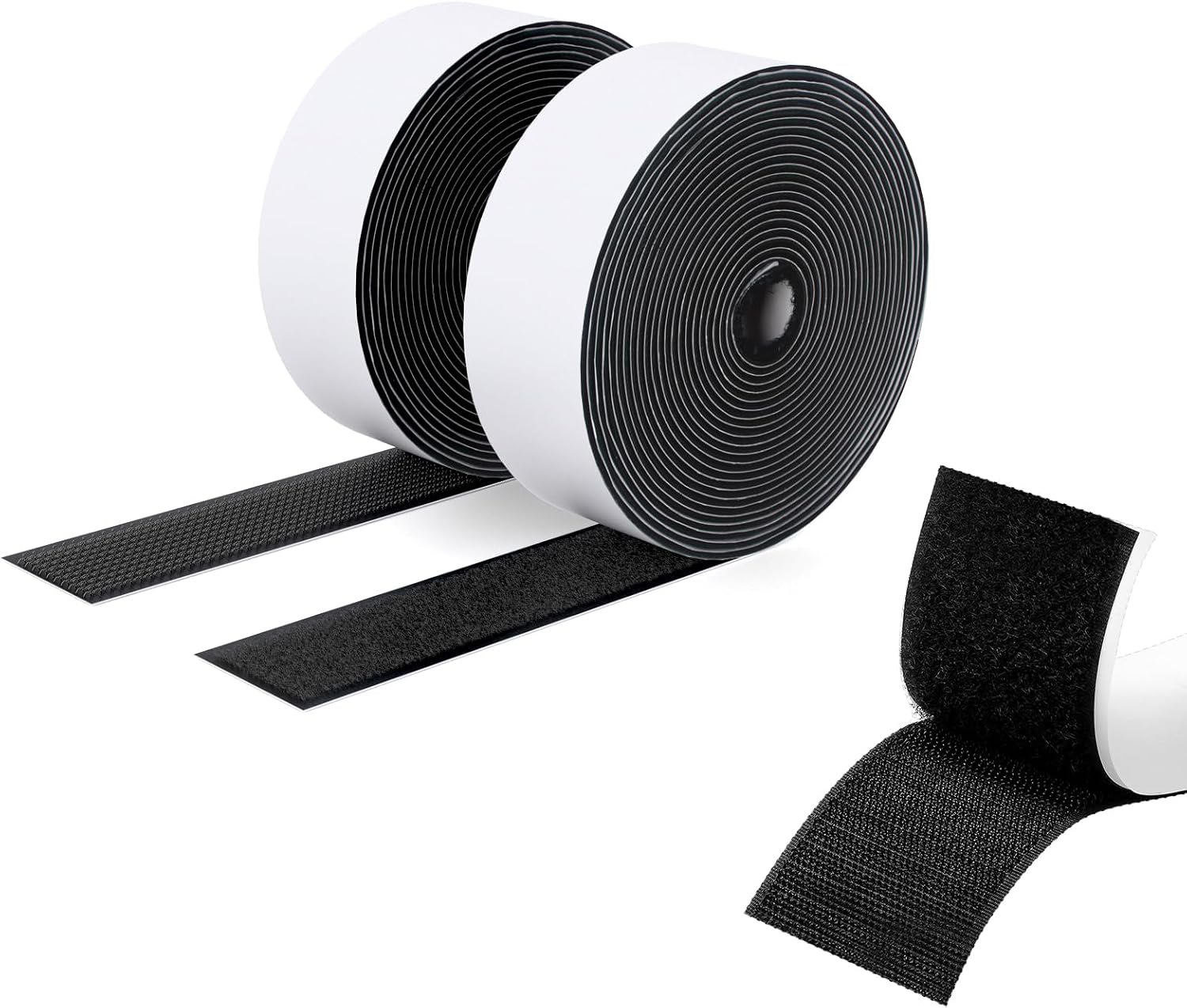  Double Sided Hook And Loop Tape, 20MM X 8M Self Adhesive Tape, Heavy Duty Tape, Interlocking Tape For Photo Frame, Mosquito Net, Carpet, DIY - White