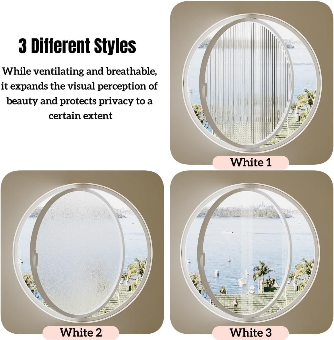  Round Rotating Window Aluminum Alloy Window Wall Mounted Tempered Glass Porthole With Handle Decorative Casement Window For Kitchen And Home, White 3.5cm/21.6"
