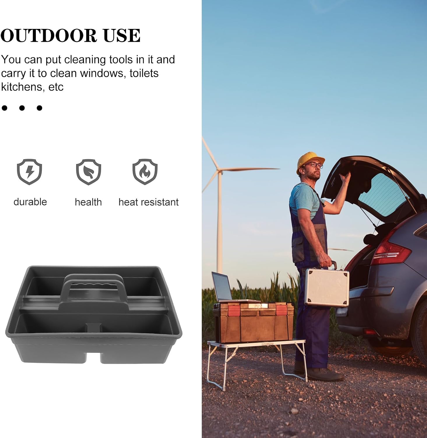  ULTECHNOVO Nettoyage En Polypropylène Résistant Poignée, Panier De Rangement Pour Produits D'Entretien Domestique Et Automobile