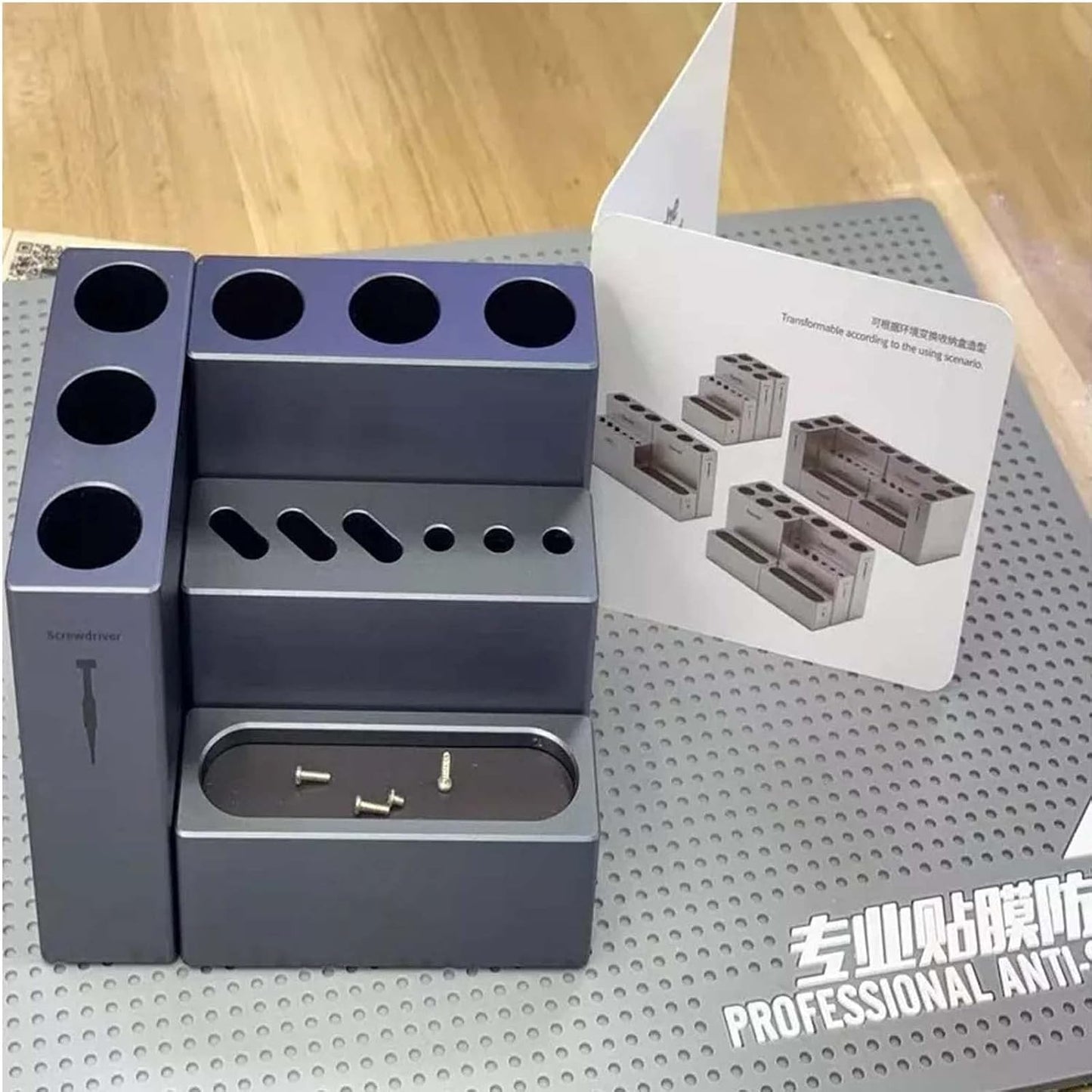  Organisateur Modulaire En Aluminium 4 Pièces For Outils De Réparation Téléphonique Boîte De Rangement Bouche Tweezers Tournevis Vis Pièces Organisateur