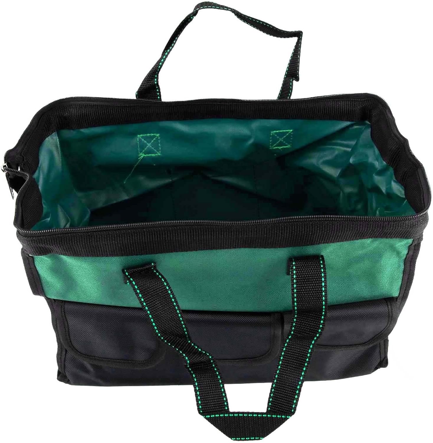  Sac Fourre-tout Robuste En Tissu 1680D Avec 6 Poches Pour Organiser Les Clés Et Les Perceuses Dans Un Atelier Ou Un Jardin, Vert, Noir, 33 Cm (40,6 Cm)
