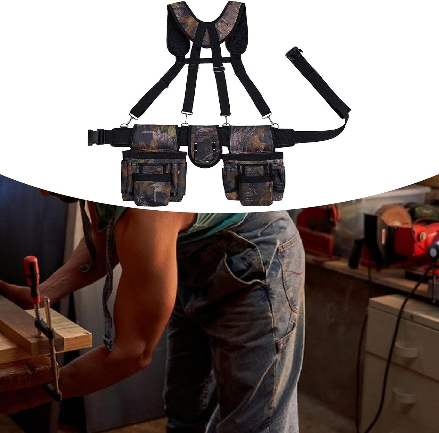  Ceinture Porte Outils Sacoche Professionnelle Organisateur De Mécanicien Pochette De Travail Du Bois Avec Sangle Réglable Approprié Pour Mécaniciens, Multi