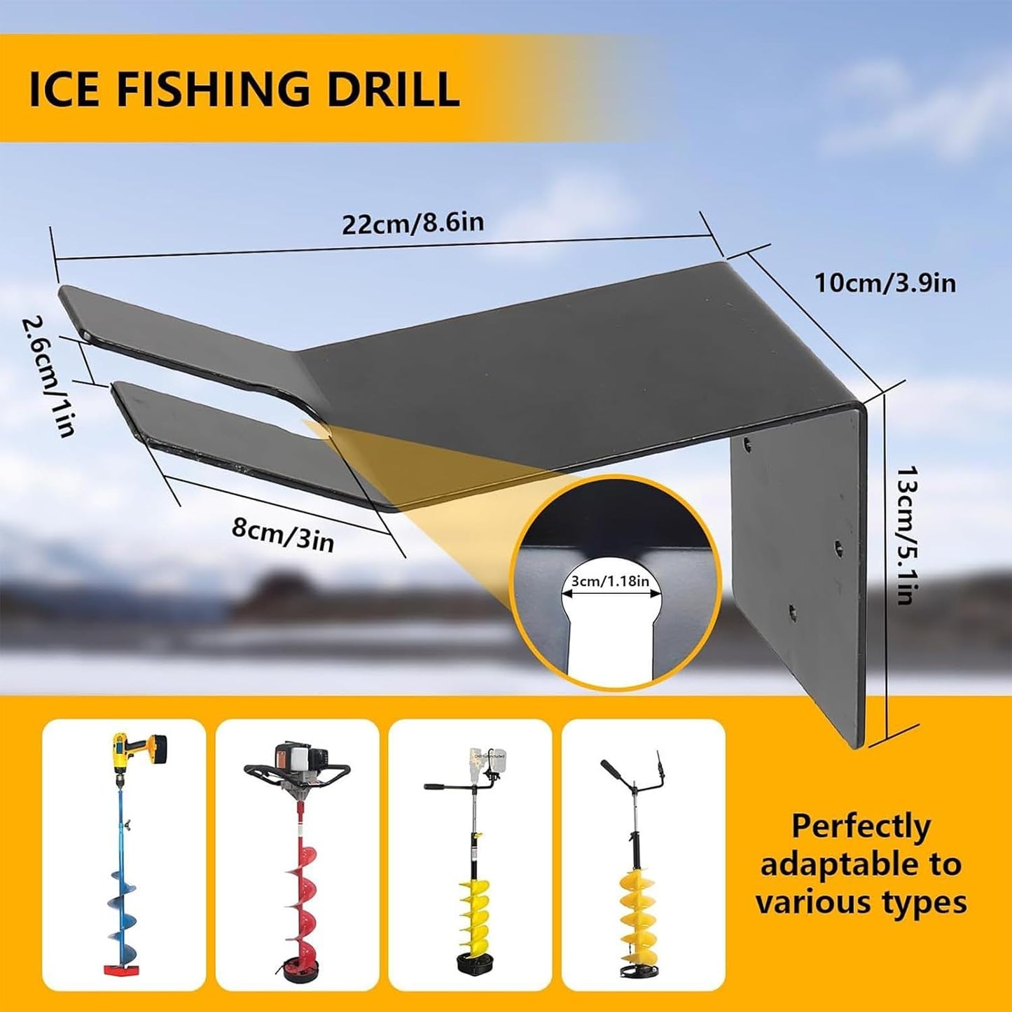  Organisateur Pour Perceuse à Glace électrique | Support En L Organisateur Vertical Avec Gestionnaire De Câbles | Stockage De Tarière à Glace Pour Garage | Pour Câbles Et Tuyaux De Jardin
