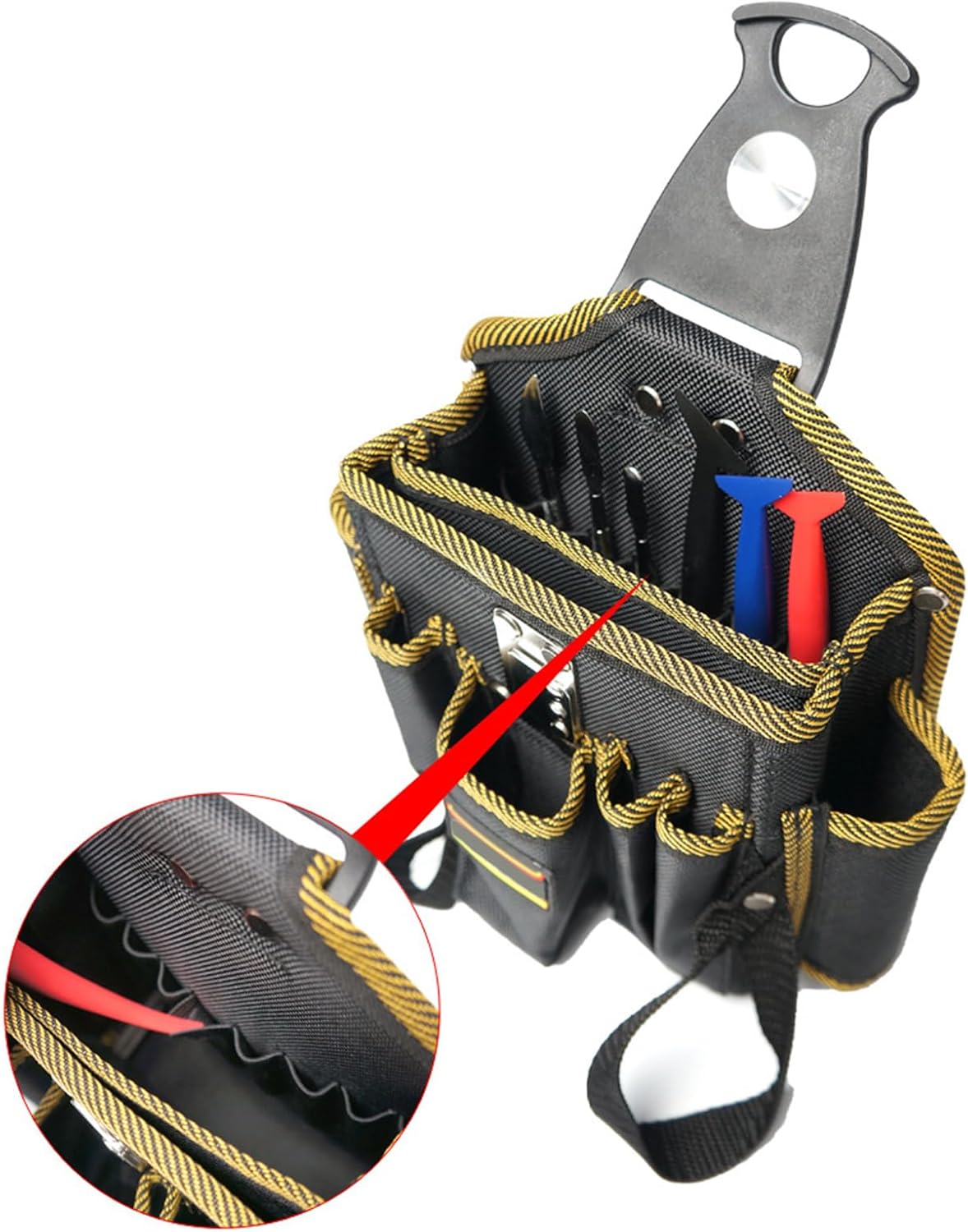  Sac à Outils Pour électricien, Pochette De Rangement Multi-poches Avec Passant De Ceinture, 16,5 X 7 X 21 Cm, étui Léger Pour Charpentiers, Couvreurs Et Coiffeurs