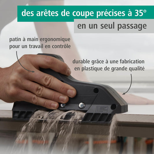 Wolfcraft 4009000 - Rabot D'Angle Triple - Rabot Plaquiste à Chanfreiner - 3 Lames Trapèzes 52/0