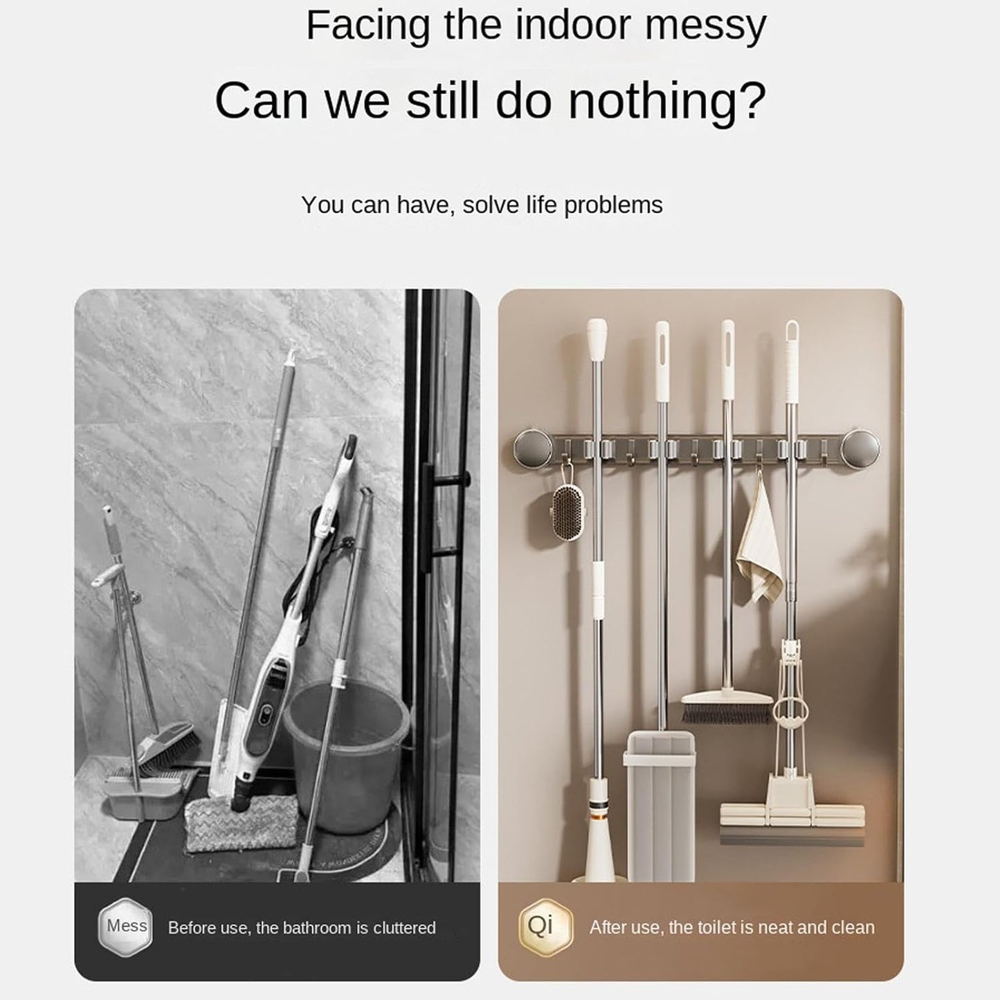  Support Serpillère Mural | Rack Mural Utilitaire Ventouse Robuste Et Antirouille - Organisateur D'Outils De Nettoyage Domestique - Pour Maison, Bureau, Appartement, Chambre, Salon Et Salle De Bain