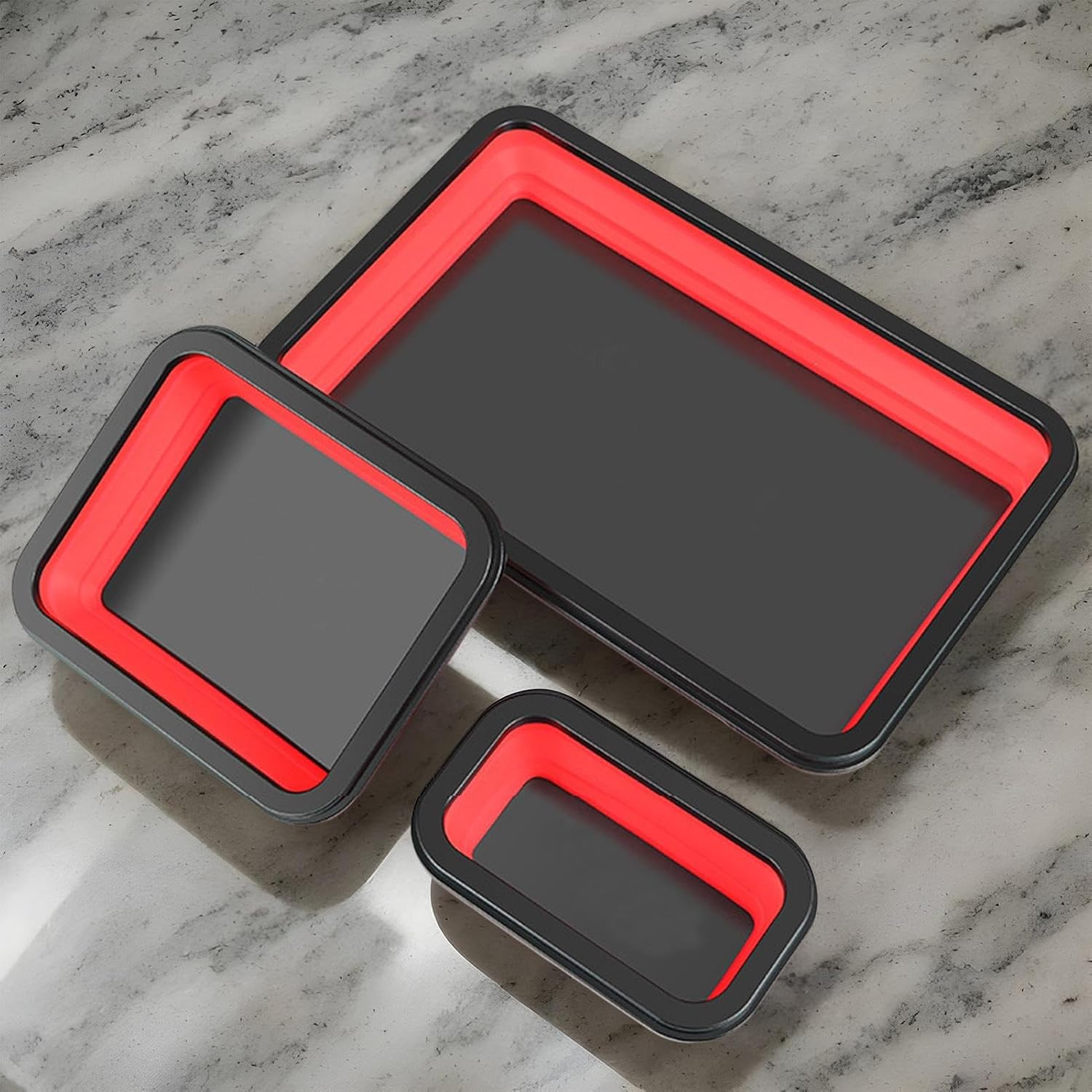  Générique Bac Magnétique Pour Boulons,Ensemble De 3 Plateaux Organisateurs Magnétiques Pour Pièces | Organisateur D'outils Pliable Pour Tri Vis Écrous Atelier Garage De Réparation