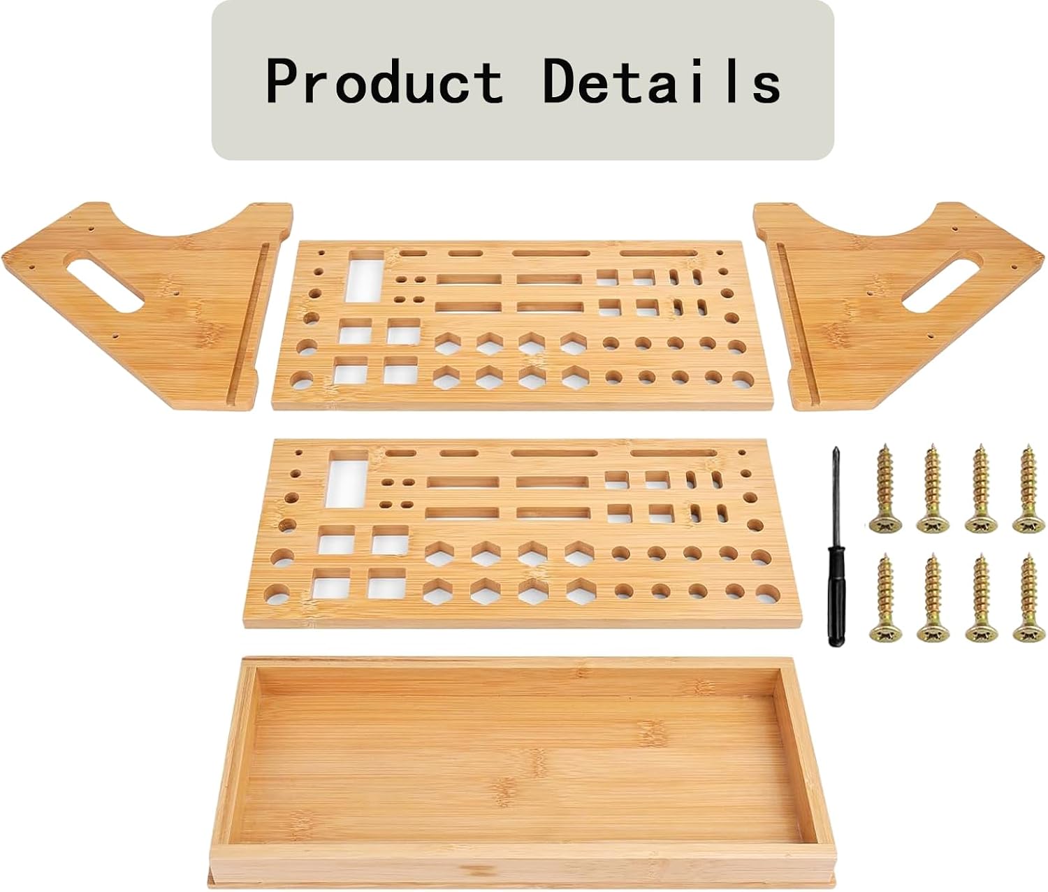 Organiseur De Tournevis En Bambou – Support De Rangement D'outils De Réparation Pour Outils De Travail