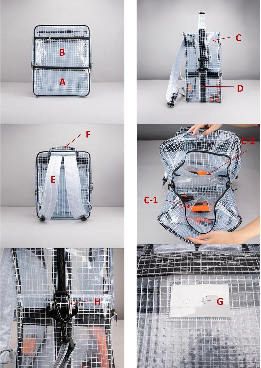  Cleanroom Sac à Outils Transparent Avec Fermeture éclair En PVC Sac à Dos Pour Ingénieurs Idéal Pour Les Travailleurs De La Construction Antistatique