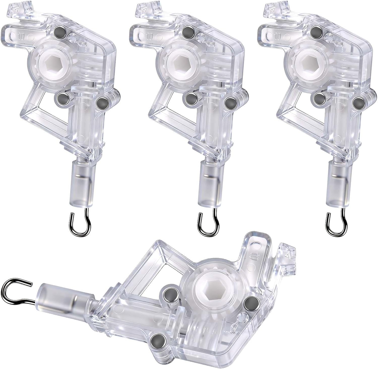  SPEEDWOX Lot De 2 Tiges D'inclinaison Robustes Pour Stores Horizontaux De 5 Cm (2") - Raccord à Crochet à Engrenage Hexagonal, Mécanisme D'inclinaison Transparent De Remplacement Pour Bois