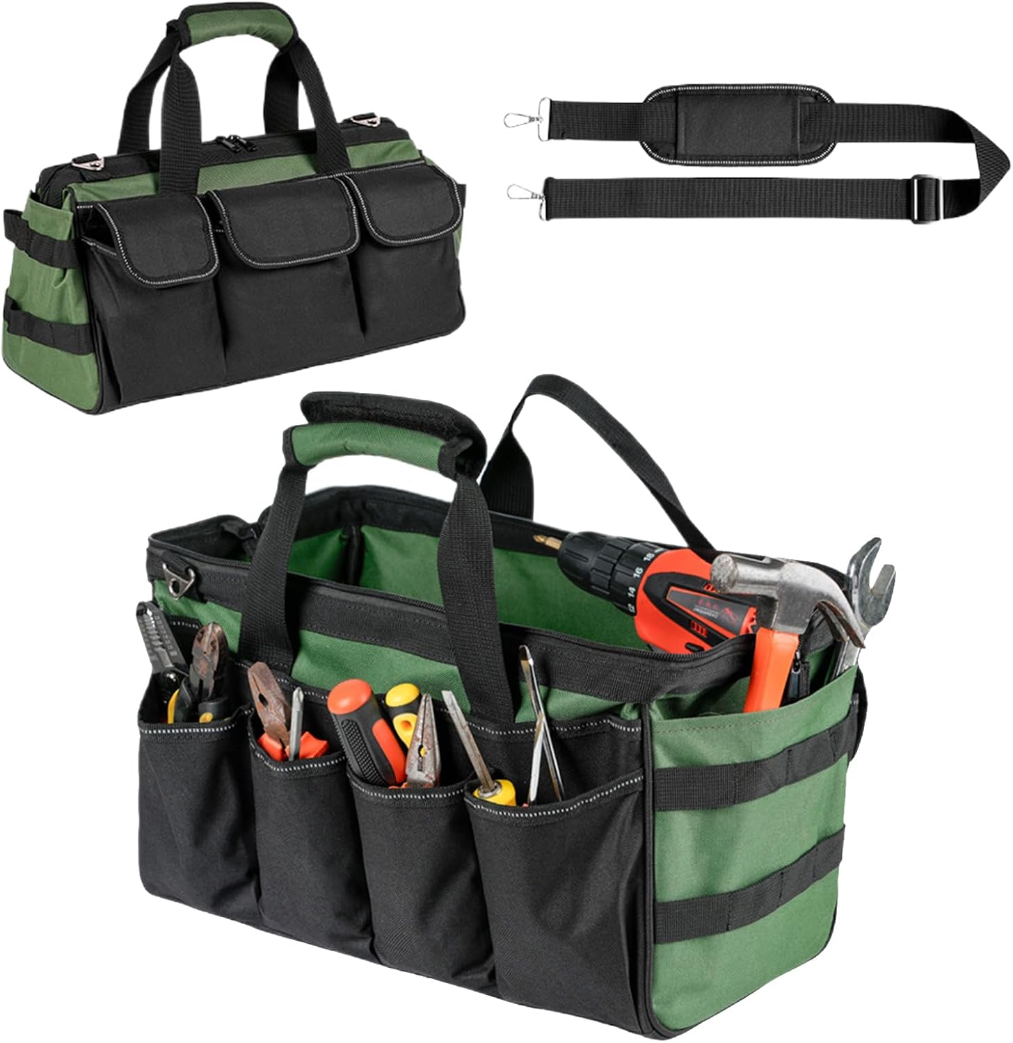  Sac De Rangement Pour Outils | Organiseur Portable Robuste – Sacs à Outils D'électricien à Large Ouverture Pour Homme, Mécanicien, électricien, Charpentier, Garage, Voyage, Réparation, Tournevis