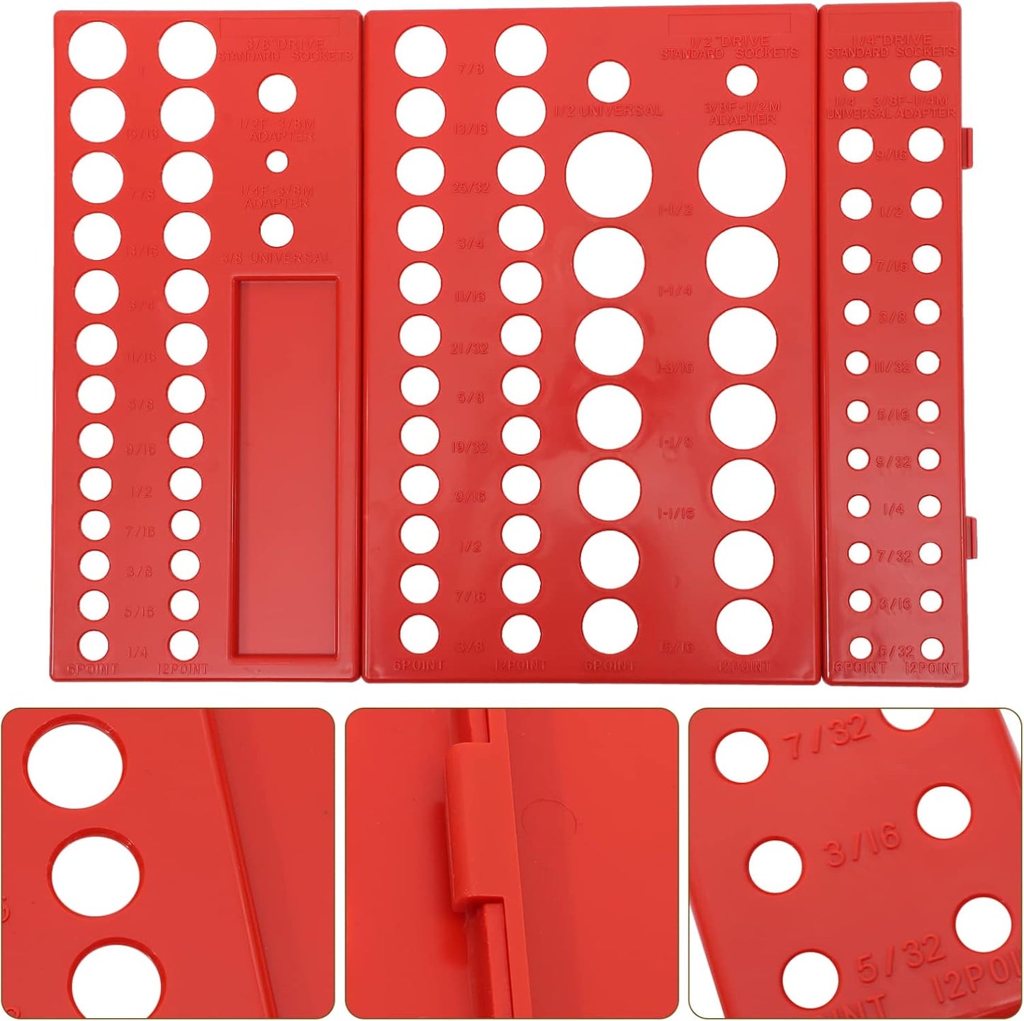  Angoily Lot De 3 Supports De Douilles Murales Rouges En Abs, Organisateurs De Prises Résistants La Corrosion Pour Rangement Facile Des Outils 1/4, 3/8 Et 1/2 Pouces