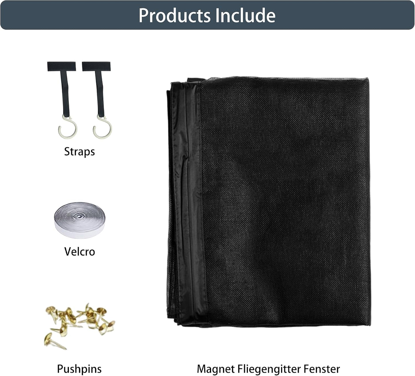  Mosquito Nets For Window 78 X 105 Cm With Magnets Mosquito Net On Curtain Breathable Ultra Thin Mesh For Window Patio Doors, Black