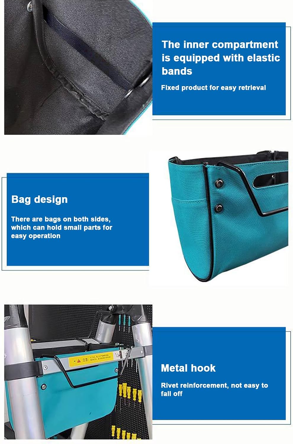  Porte-outils Pour échelle - Sac De Rangement Pour échelle Télescopique - Pour Peintres, Propriétaires De Maison, Techniciens, Couvreurs, Jardiniers, Ateliers, Garage, Entrepôt