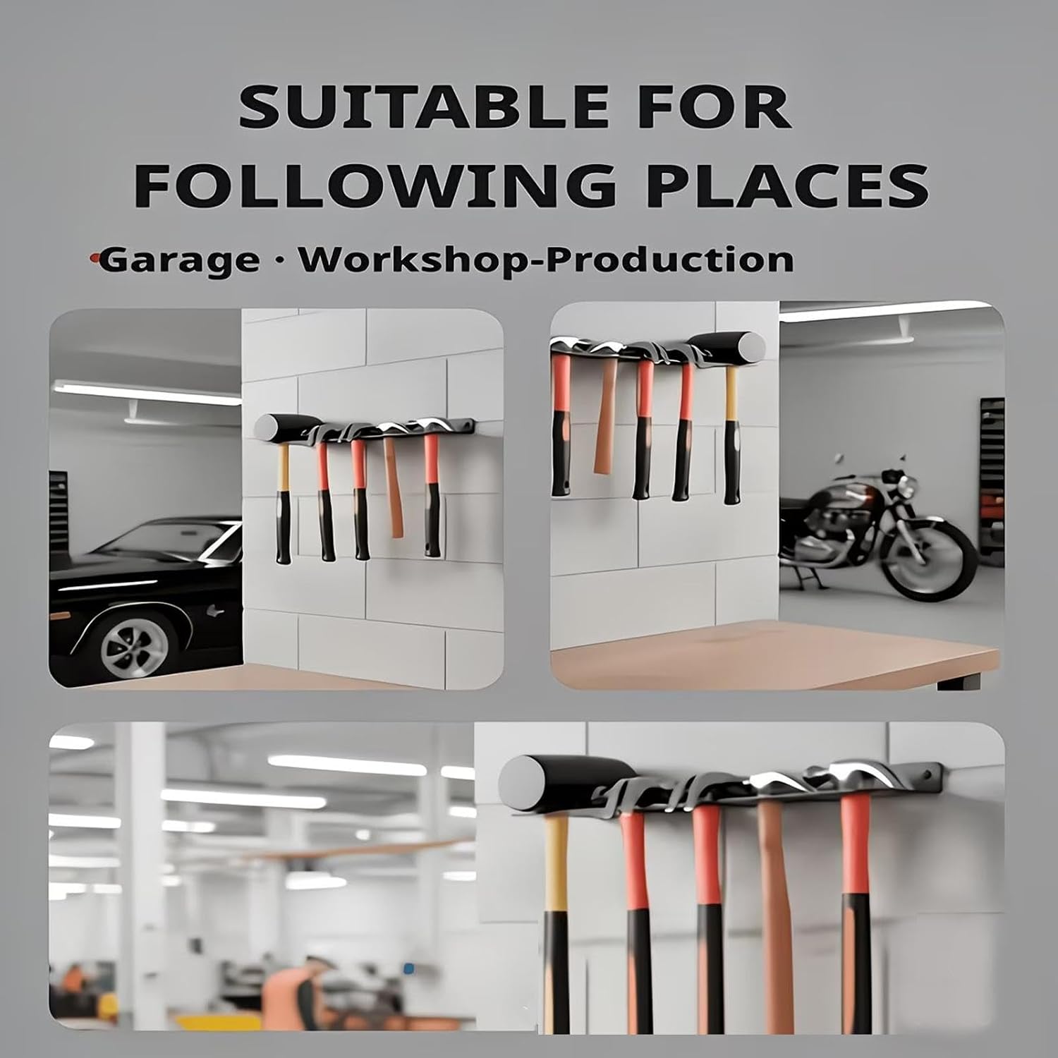  Porte-outils Mural | 5 Supports à Outils Multifonctionnels Pour Le Mur De Garage | Étagère De Rangement Pour Outils De Marteau,Pour La Grange, L'atelier, L'usine, La Maison, La Pince, Le Draa à Vis