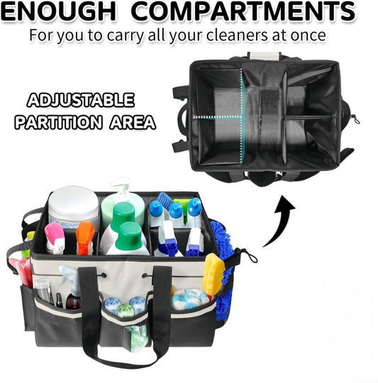  Grand Sac De Nettoyage, Pour Sac Caddy, Avec Planche De Support Robuste Intégrée, Sac De Rangement étanche, Avec Bandoulière Réglable Et Séparateurs, Pour Outils De Maison, De Jardin, De Voiture