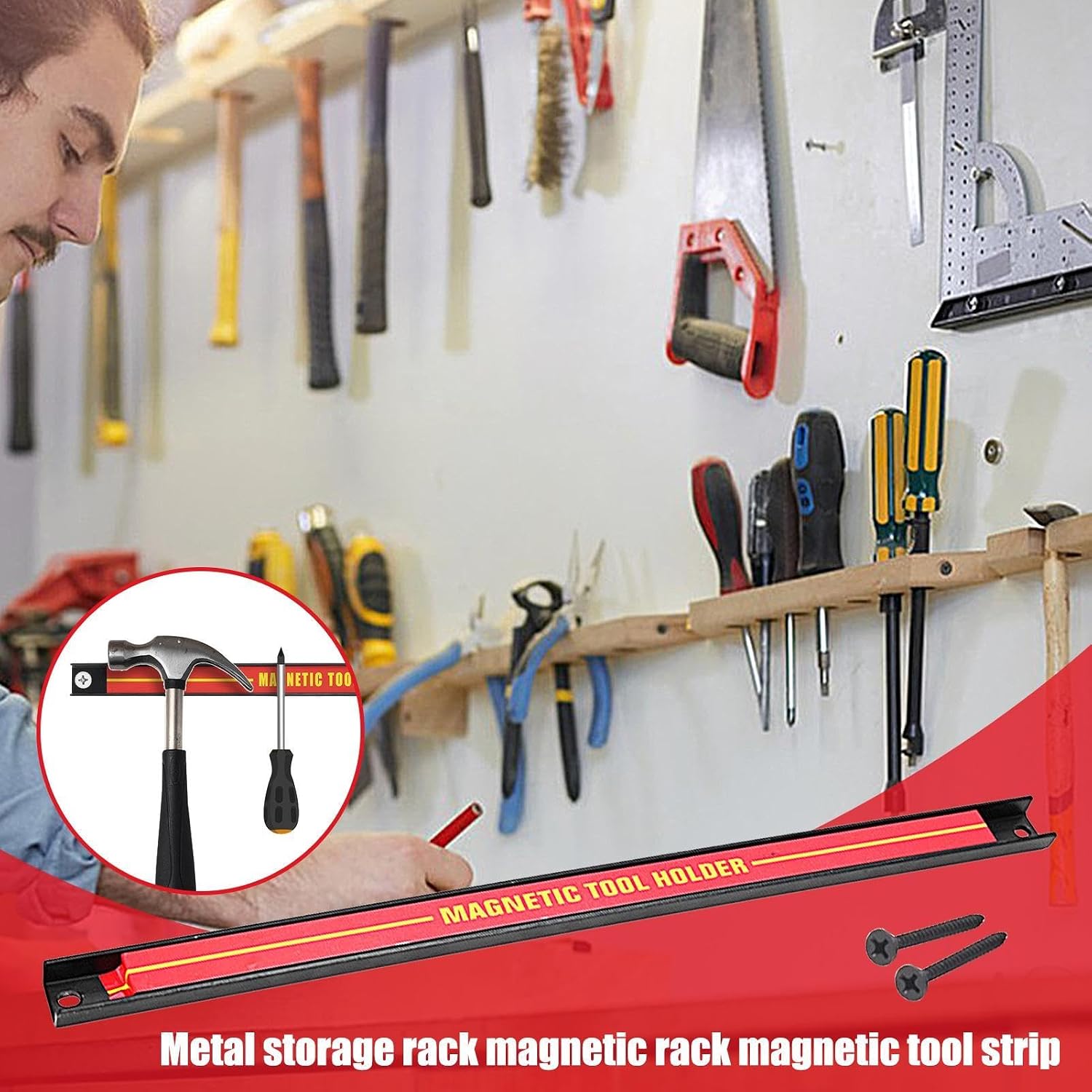  Bande De Support Magnétique Pour Outils | Bande De Support Magnétique | Support Magnétique Pour Outils, Support Mural Robuste, Support De Tournevis Mural, Barres De Rangement Magnétiques Peu