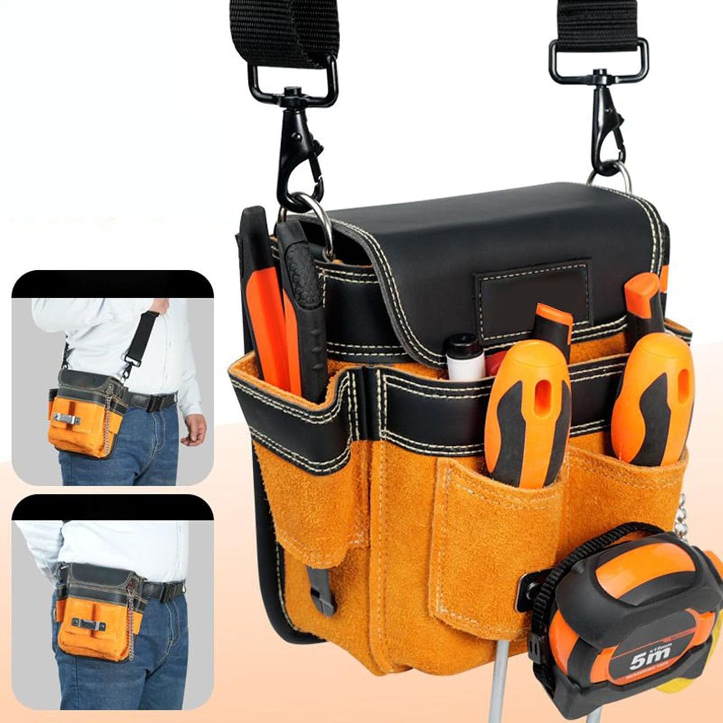 GENERIC Sacoche à Outils Pour Ceinture - Ceinture étanche à La Hanche | Sac De Travail étanche Avec Bandoulière Pour Hommes,Pour Les Travaux De Construction De Réparation D'entretien électrique