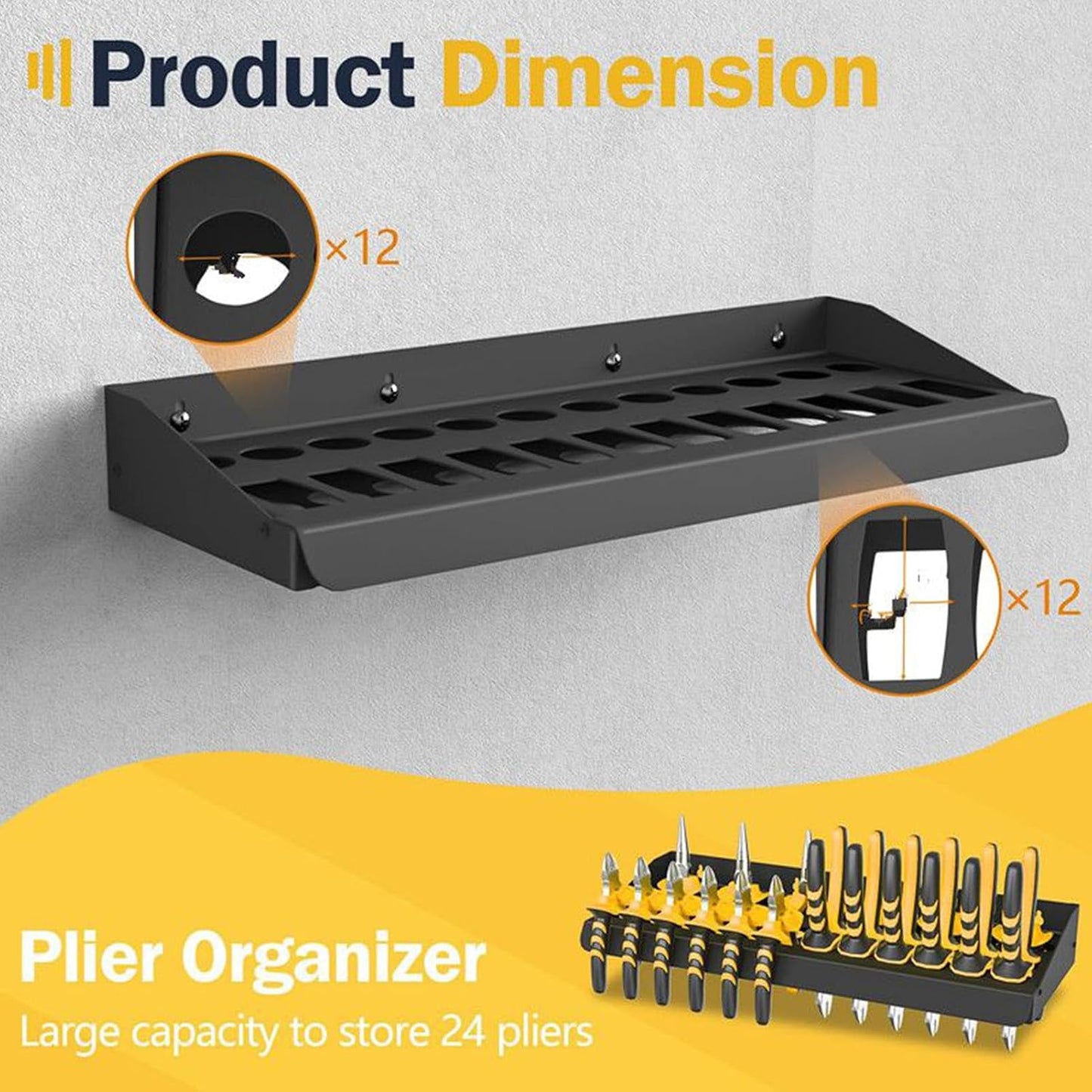  Screwdriver Storage Rack - 2 Piece Wall Mounted Organizer | Heavy Duty Tool Holder For Pliers, Multifunctional Storage Solution For Repair Workshops Garages E