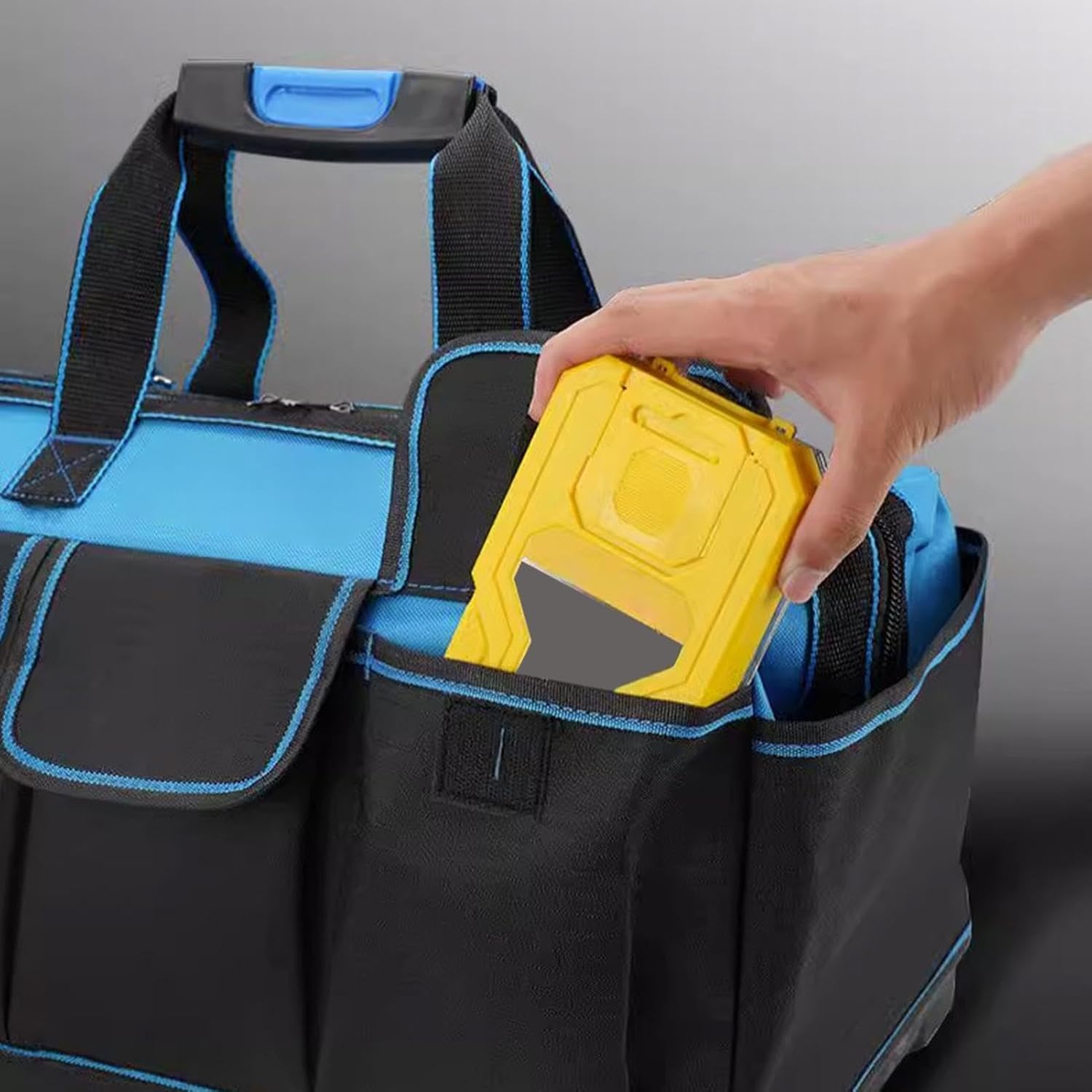 GENERIC Sac À Outils Pour Hommes, Poignée Ergonomique Imperméable Renforcée, Grand Sac À Outils De Travail, Pour Voyage En Plein Air Construction Réparation Auto Maison Garage Papa Père Électricien