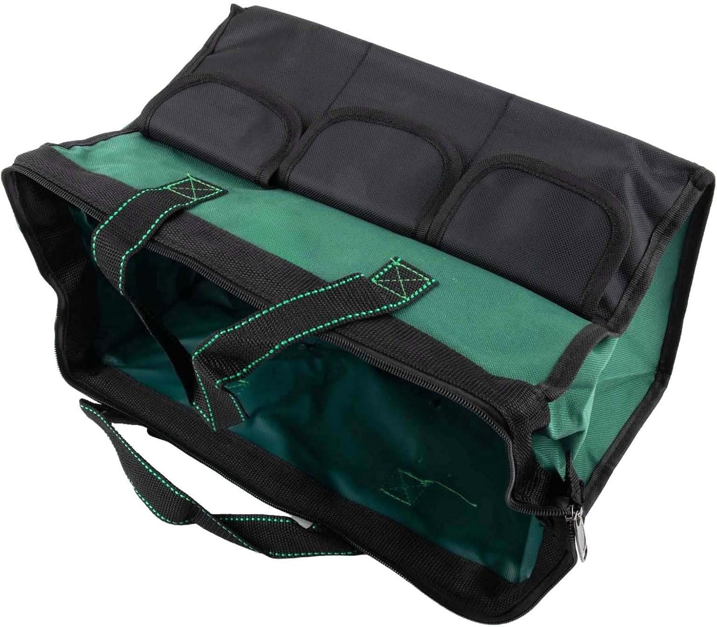  Sac Fourre-tout Robuste En Tissu 1680D Avec 6 Poches Pour Organiser Les Clés Et Les Perceuses Dans Un Atelier Ou Un Jardin, Vert, Noir, 33 Cm (40,6 Cm)