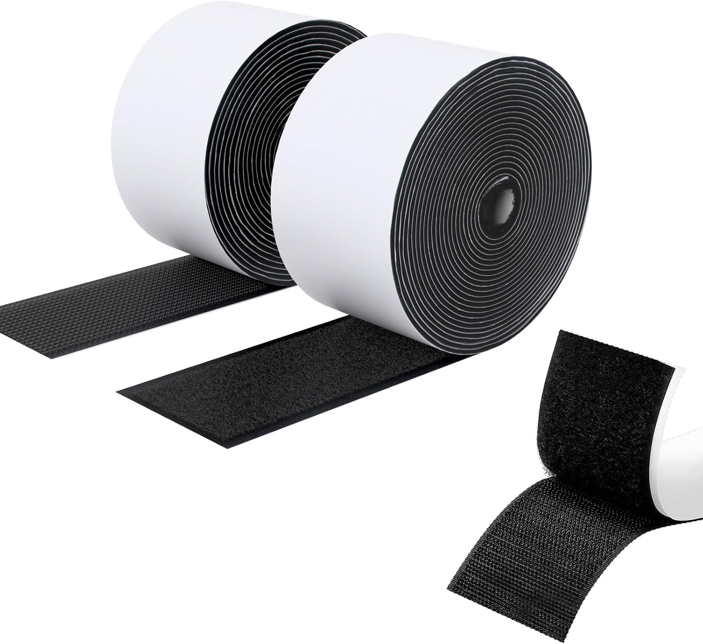  Double Sided Hook And Loop Tape, 20MM X 8M Self Adhesive Tape, Heavy Duty Tape, Interlocking Tape For Photo Frame, Mosquito Net, Carpet, DIY - White