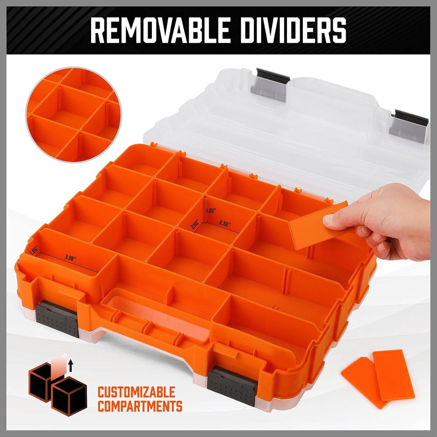  Boîte à Outils – Boîte à Outils Portable Double Face 34 Compartiments Pour Forets, Boulons, écrous, Douilles, Matériel, Petites Pièces, électronique, Perles, Rangement Sécurisé Avec Couvercle Pour La
