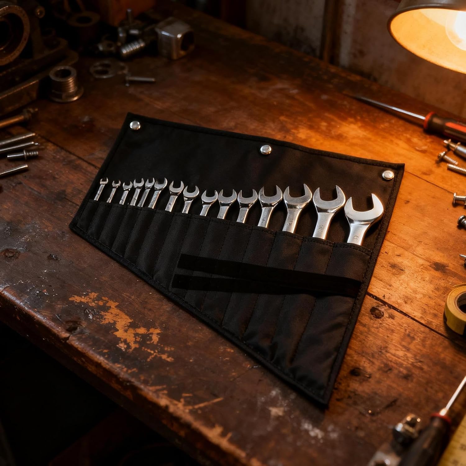 GENERIC Organisateur De Clés Enroulable, Pochette Porte-outils Robuste, Multi-poches Compacte, Matériau Oxford Avec Détails De Sangle élastique, Pochette à Clé, Organisateur D'outils Pour Camion, Mécanicien