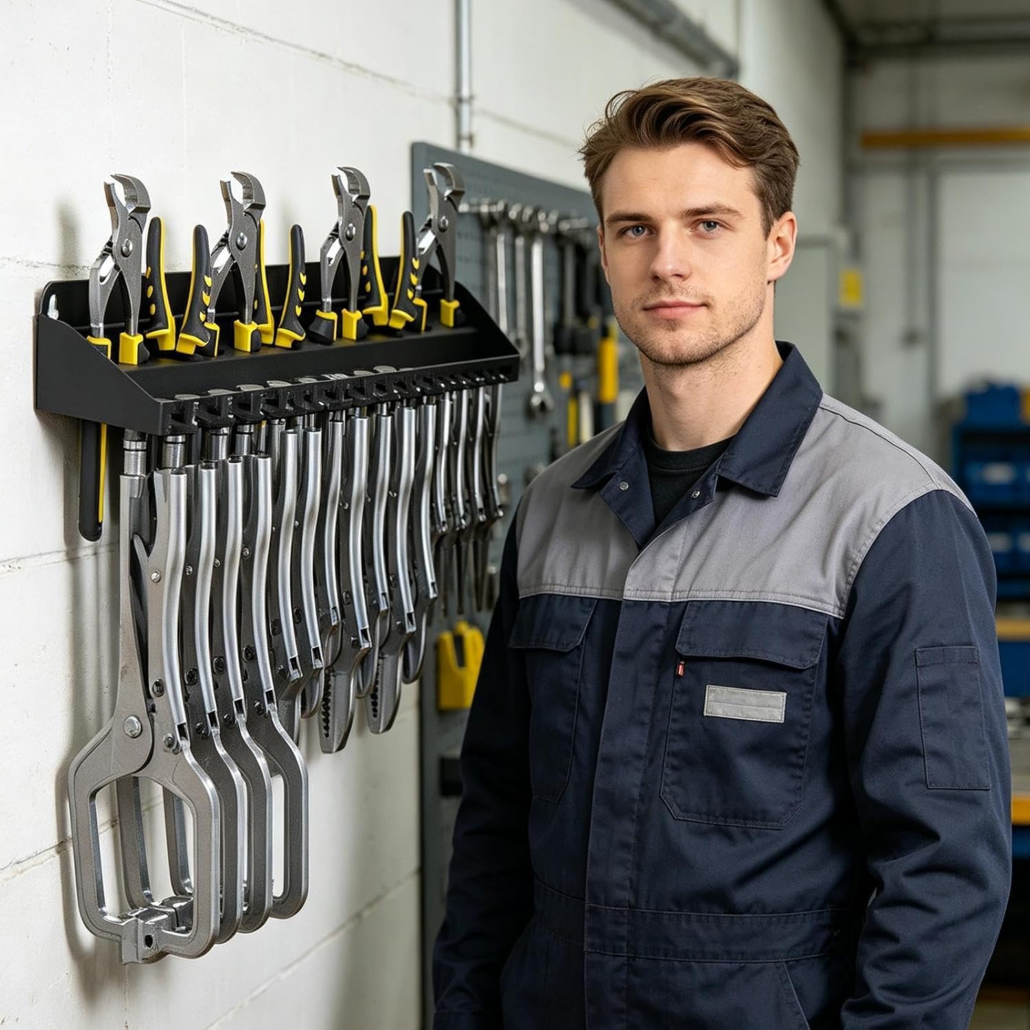  Générique Organiseur Mural Pour Garage | Support Pour Pinces | Rangement D'outils Robuste - Pour Jardin Cour Arrière Garage Patio Sous-Sol Atelier Entrepôt