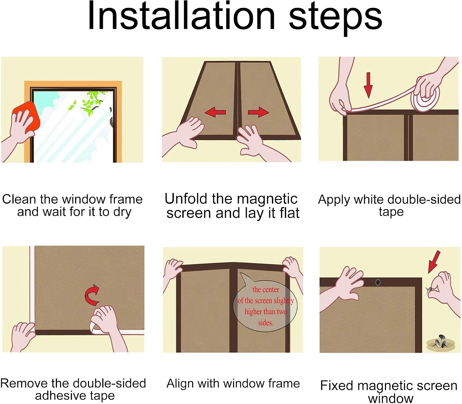  Magnetic Mosquito Net For Windows, 117 X 111 Cm, Magnetic Adsorption For Living Room, Window, Balcony, Black