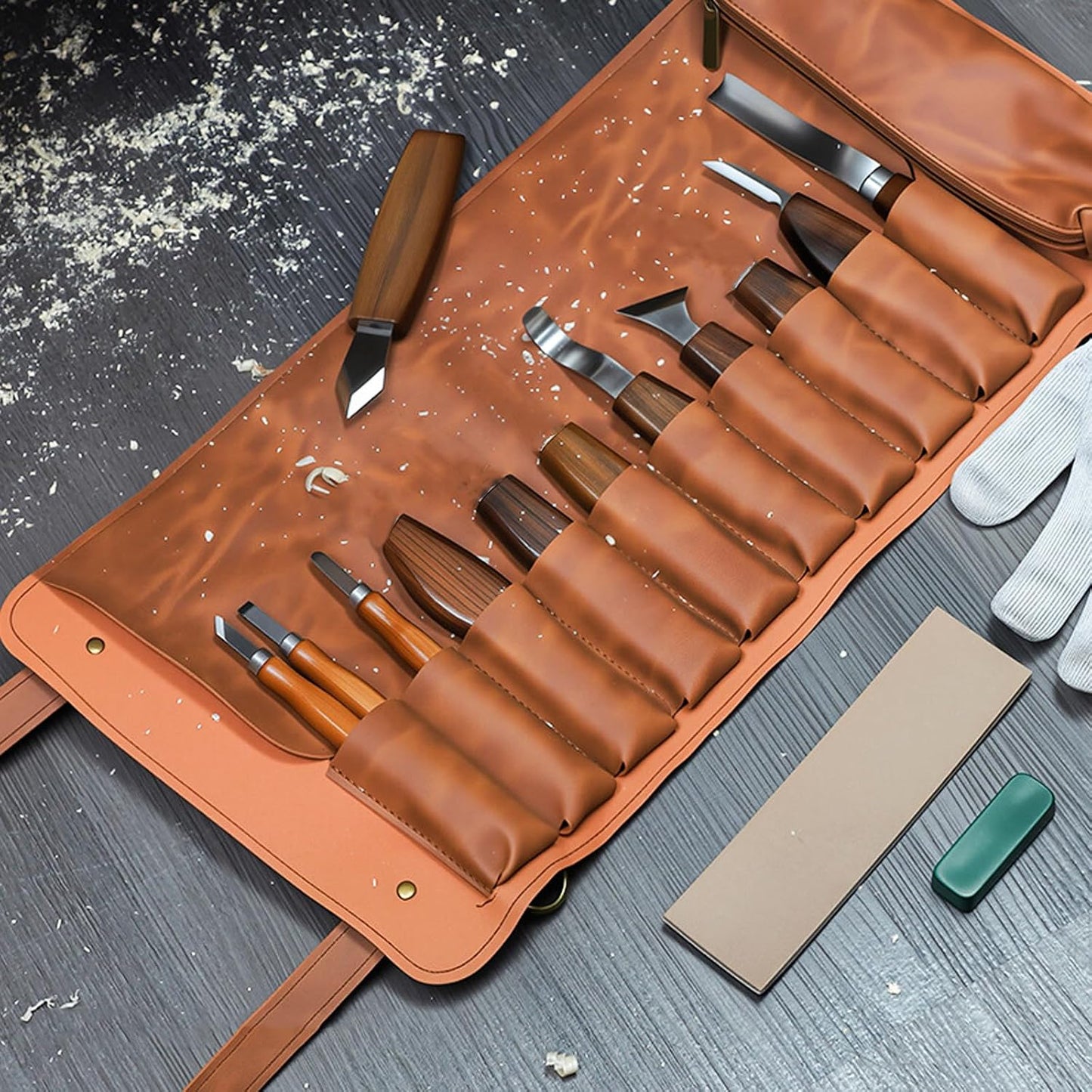  Porte-outils Professionnel à 10 Grilles En Cuir PU Robuste Idéal Pour Les Artisans Et Les Amateurs D'organisateurs D'outils D'artistes