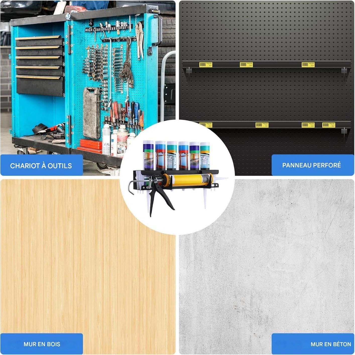  Rangement Pour Embouts De Colle - Support Organisateur Murale Pour Applicateurs De Colle | Rangement Pour Outils De Professionnels En Rénovation Et Maintenance