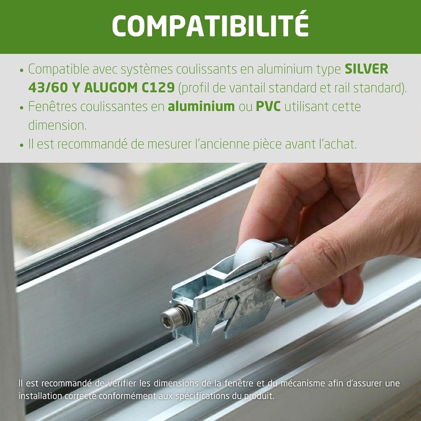  Amig - Roulement Fenêtre Coulissante | Lot De 2 Unités | Taille 79 X 21 Mm | Boîtier Métallique Réglable | Roulement à Aiguilles | Conçu Pour Les Fenêtres Coulissantes | Zamak Zincé