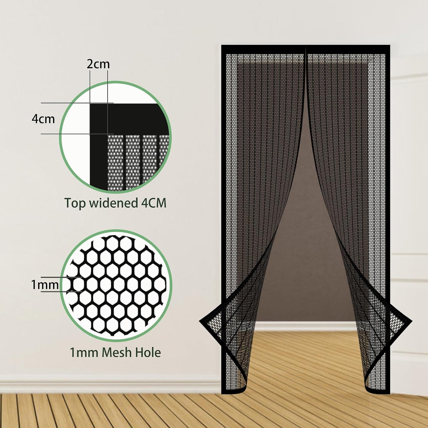  Mosquito Net Window 192 X 192 Cm Anti-Mosquito Door Curtain Automatic Closure Magnetic Seal For Balcony, Basement, Terrace Doors, Black