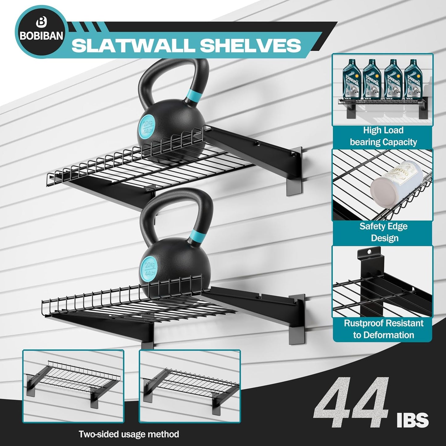  Lot De 24 Accessoires Pour Mur à Lattes En Métal, étagères Et Crochets, Kit De Rangement Mural à Lattes Robustes Pour Magasins, Garage Et Rangement De Pièce (noir, 24 Pièces)