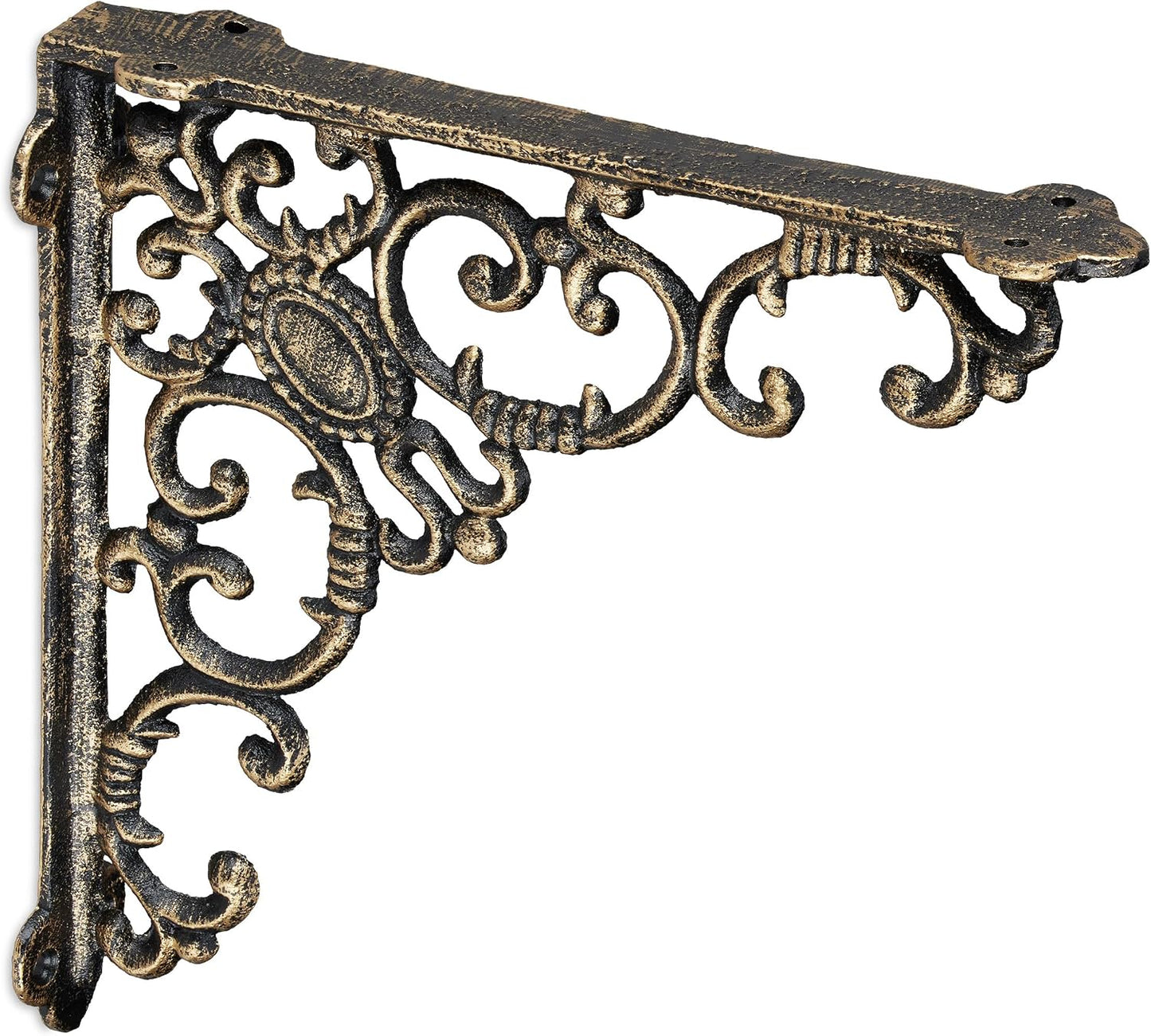  Relaxdays Set Of 2 Antique Cast Iron Bracket Wall Shelf Bracket Baroque Ornaments Bronze