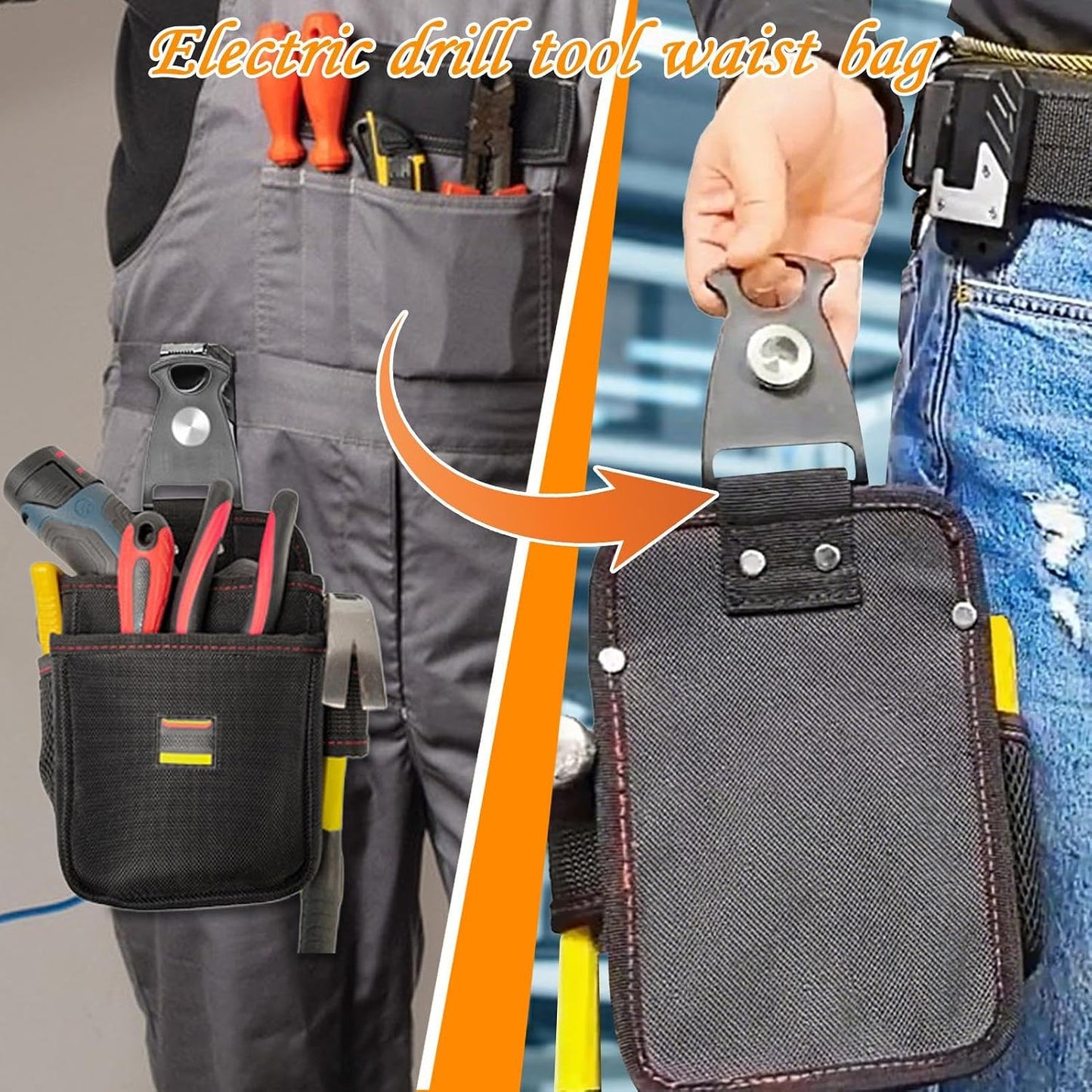 GENERIC Pochette à Outils D'électricien – Sac De Rangement à Dégagement Rapide Pour Réparation De Maison, Construction Avec Plusieurs Poches De Rangement, Porte-outils Pour Travaux électriques Et De Plomberie