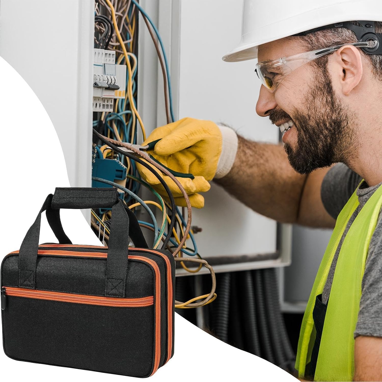 Genérico Sac à Outils étanche Pour électricien, Organisateur Multifonctionnel Pour Outils Mécaniques, Sac D'outils Pour Testeur De Prises, Boîte à Outils Avec Compartiments Pour Multimètre, Testeur Pour