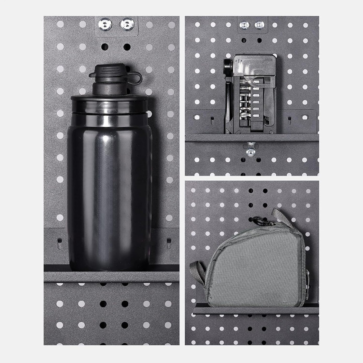  Support De Panneau Perforé En Aluminium, Support De Rangement Pour équipement De Vélo, Support De Casque De 45,7 X 30,5 Cm Avec Construction Solide, Organisateur En Avec Cadre Stable