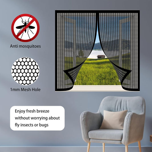  Diy Adjustable Magnetic Mosquito Net 113 X 117 Cm Insect Screen Window With Adhesive Strip Easy To Install No Drilling For Window Types, Black