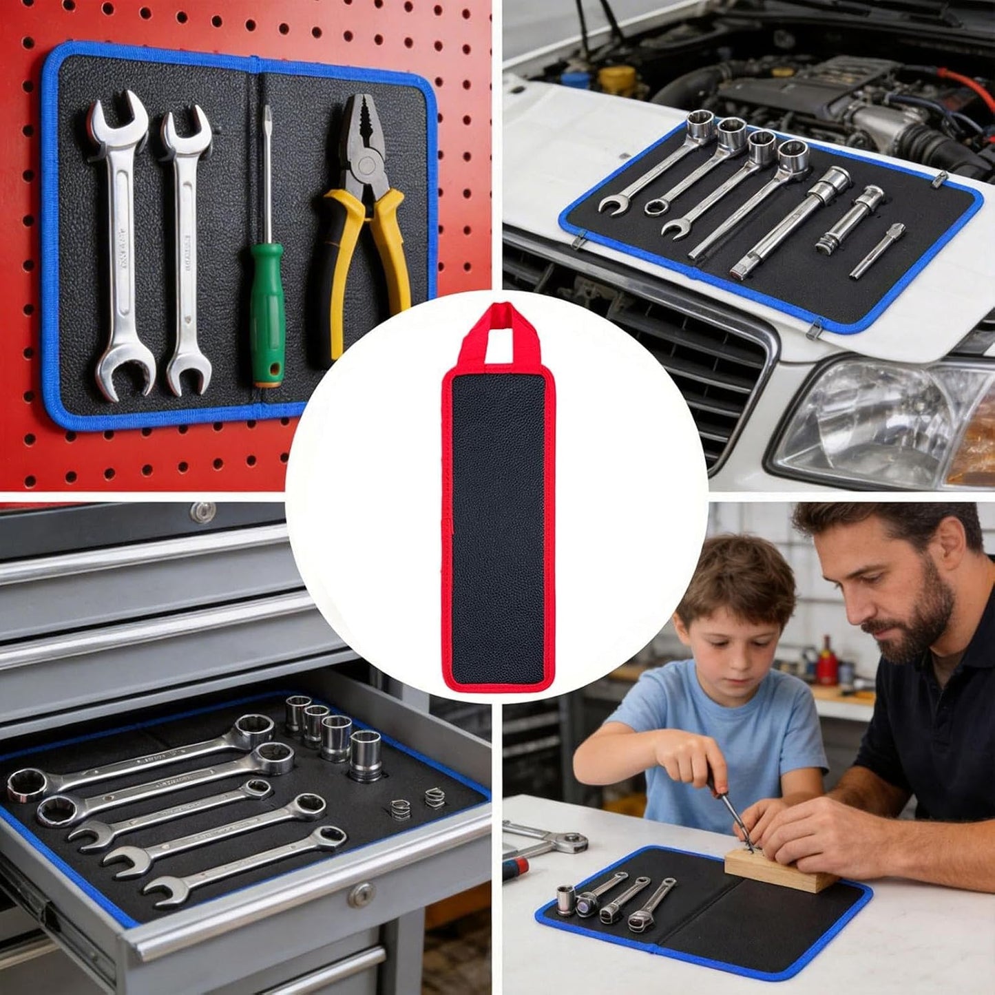  Tapis Magnétique Pour Outils,Plateau De Rangement Magnétique Pour Quincaillerie Avec Poignées | Tapis Pour Rangement D'Outils Pliable | Garage Atelier Jardin Remise Construction Bricolage Maison
