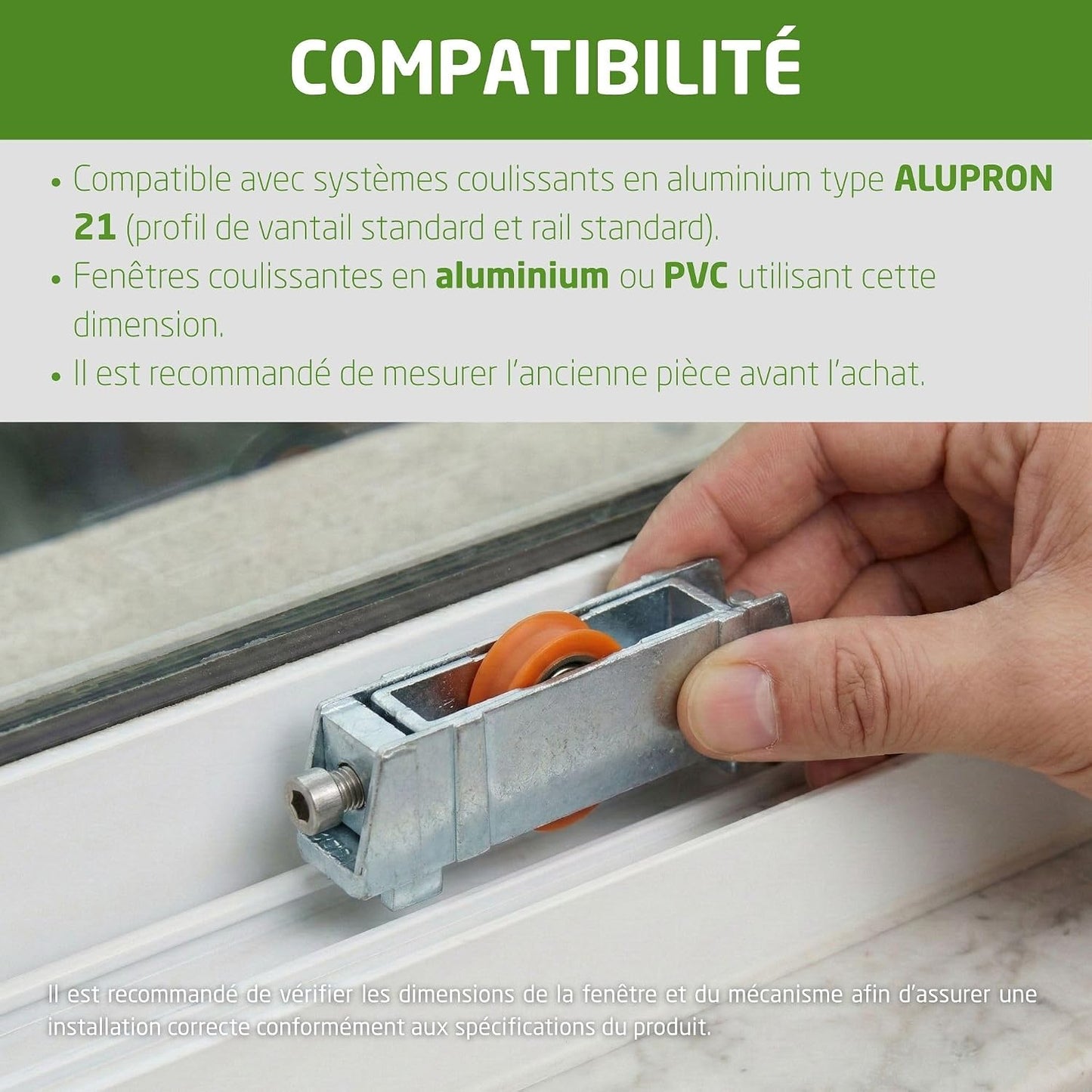  Amig - Roulement Pour Fenêtre Coulissante | Lot De 2 Unités | Taille 70 X 16 Mm | Boîtier Métallique Réglable | Roulement à Billes | Conçu Pour Les Fenêtres Coulissantes | Acier Zingué