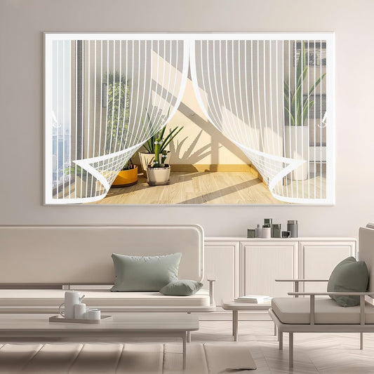  Mosquito Net Window Curtain 73 X 113 Cm (W X H) Anti-Mosquito Automatic Closing No Drilling Fine Mesh Made To Measure For Balcony Doors, Cellar Doors, White