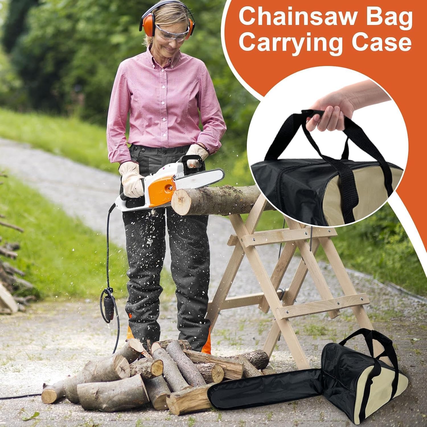  Sac De Transport Portable Pour Scie à Chaîne, Porte-outils électrique Multifonctionnel, Pour Le Jardinage, L'essai, Les Réparations Et L'utilisation à Domicile, 68 X 20 X 36 X 35 Cm