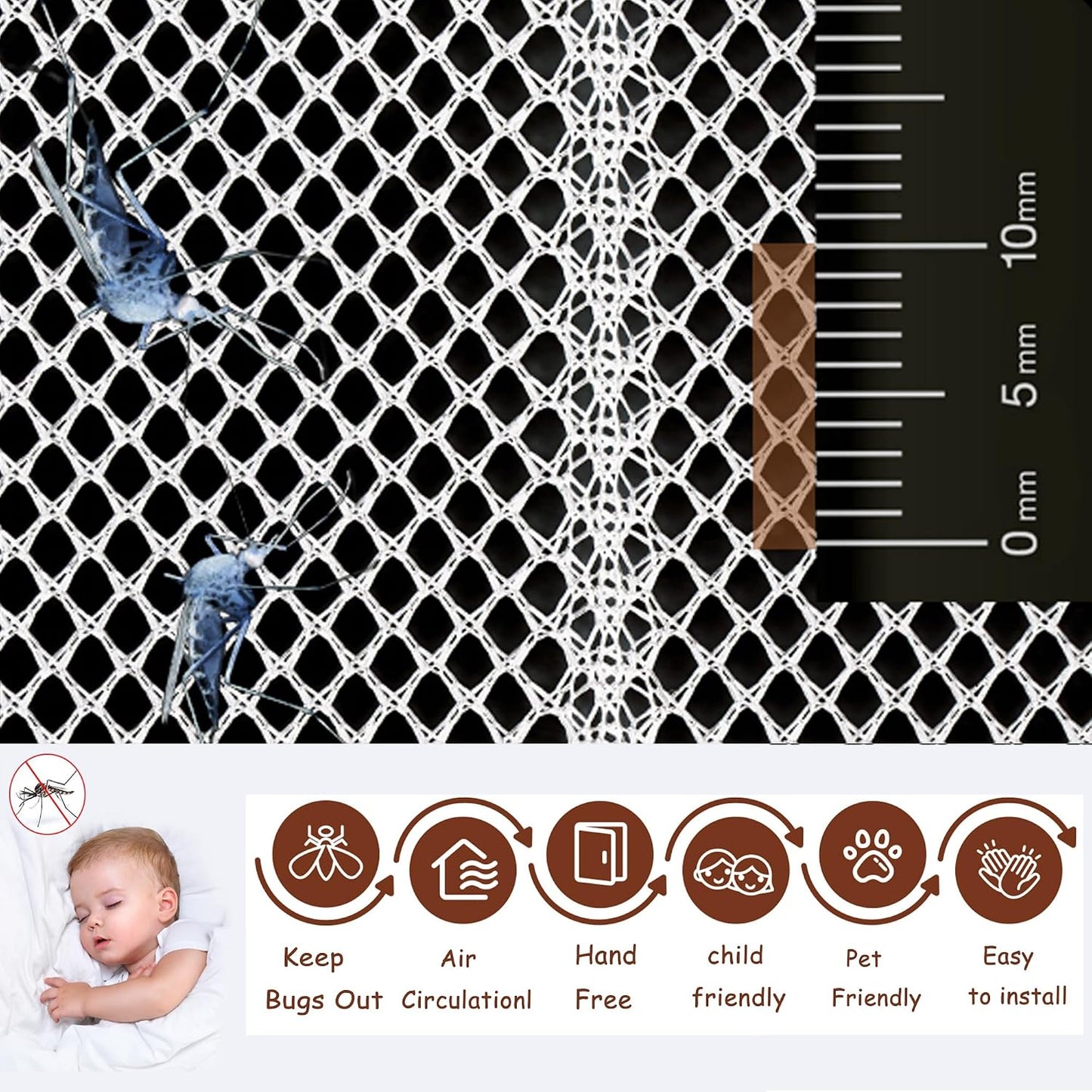  Mosquito Net For Windows, 225 X 140 Cm Anti-Pollen Net With Innovative Magnetic Fastening | Fly Netting, Pollen Protection, No Drilling Required, White
