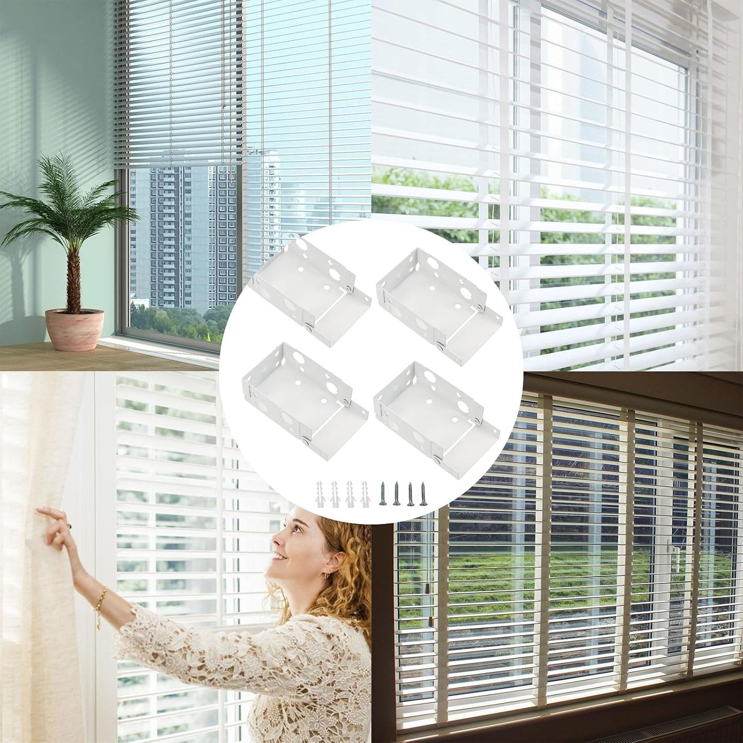  Supports De Traitements De Fenêtre Blancs 4 Pièces, Matériel De Rideau De Fenêtre Pour Une Installation Facile Et Une Durabilité Stable, Supports De De Stores Enrouleurs