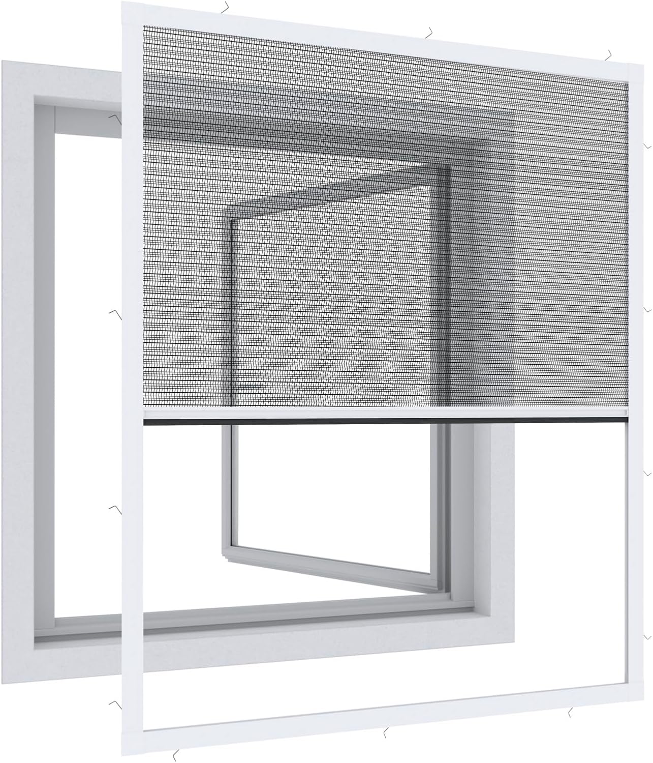  Windhager Ultra-Flat Premium Pleated Window Mosquito Net Charcoal Grey 130 X 150 Cm