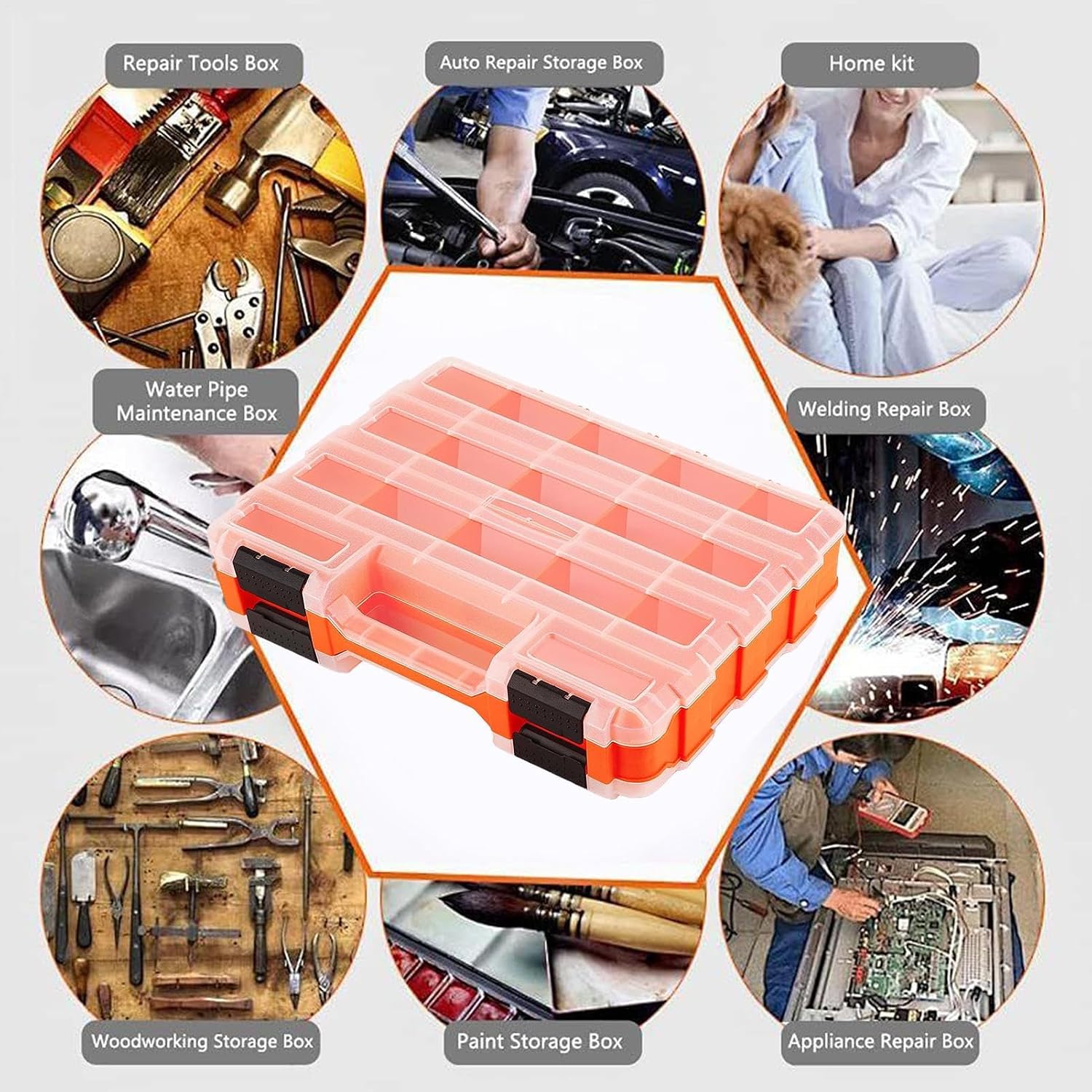  Boîte Outils Portable, Conteneur Rangement Transparent, Rangement Pièces De 12,6x10,63x3,15 Pouces Avec Construction Compacte, étui à En PP Robuste, Boîte à Outils De Perçage Avec Compartiment