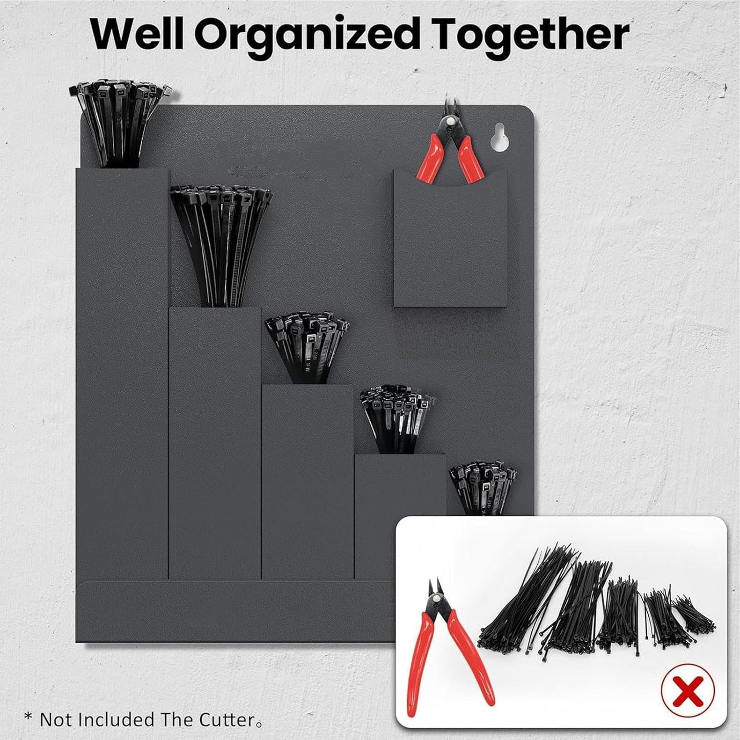  Support Mural Pour Colliers De Serrage | Rangement 6 Poches - Stockage Attaches-Câbles Électriques,Pour Installateurs Locataires Maison Bureau Studio Atelier Garage Camping-car Caravane Abri
