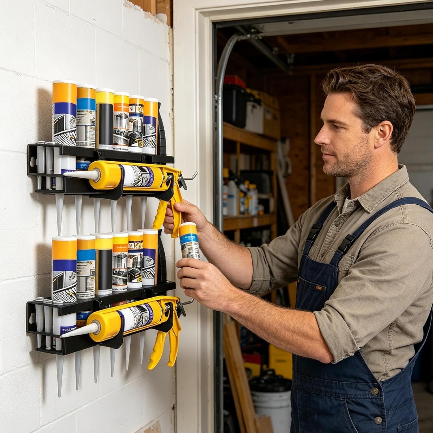  Support Porte-Tube À Graisse Mural - Rack De Rangement Pour Outils Tubulaires - Support Mural Pour Mastic - Idéal Pour Entrepôt, Atelier, Garage, Maison, Industrie, Abri De Jardin Et Espace De